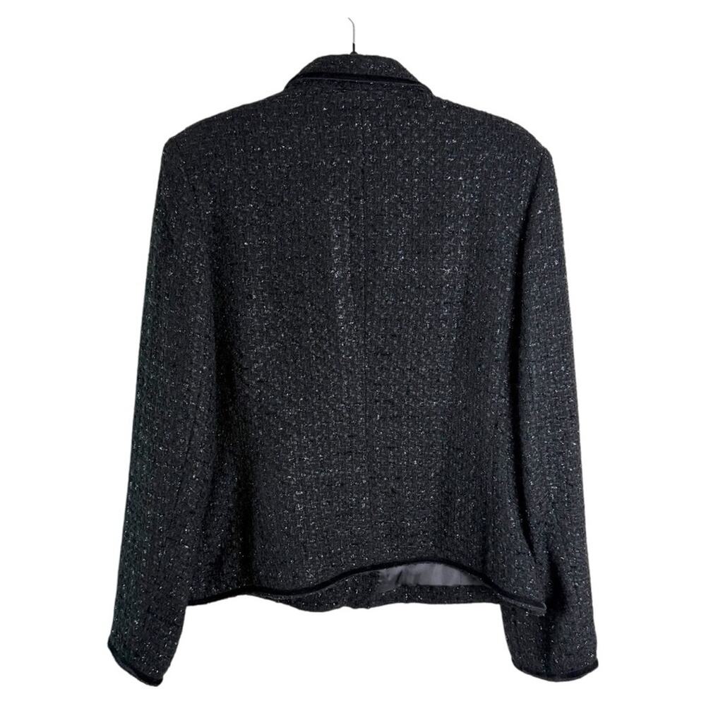 Jones New York Signature Black Shimmer Tweed Blazer Jacket 14 Bling Buttons - Picture 2 of 13